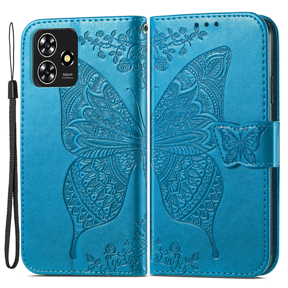 For ZTE Blade A73 Case Flip Wallet Imprinted Butterfly PU Leather Phone Cover