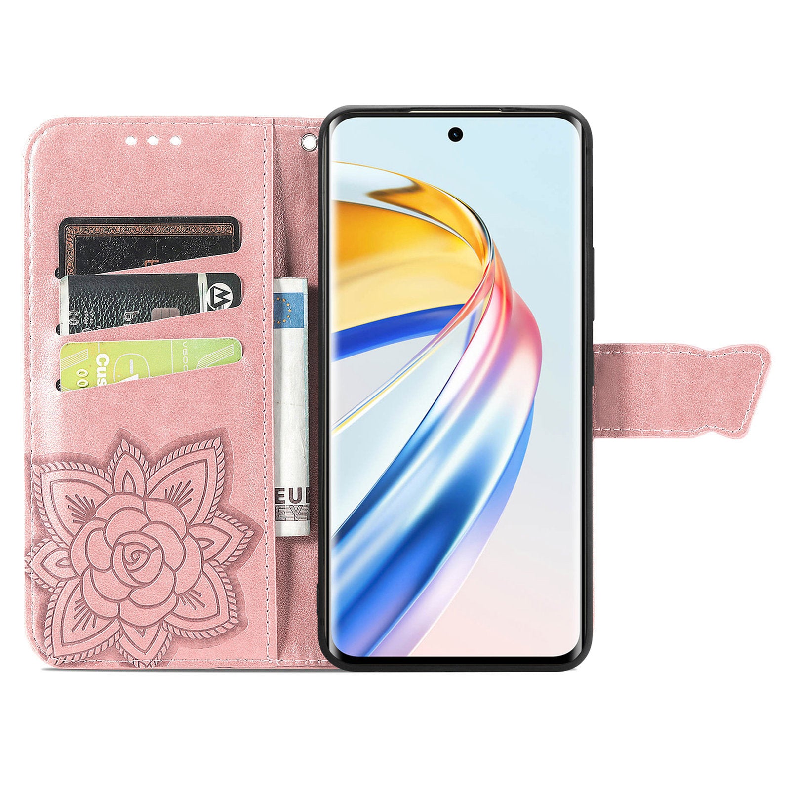 For Honor X9b 5G / Magic6 Lite 5G Phone Cover Stand Imprinted Pattern PU Leather Case