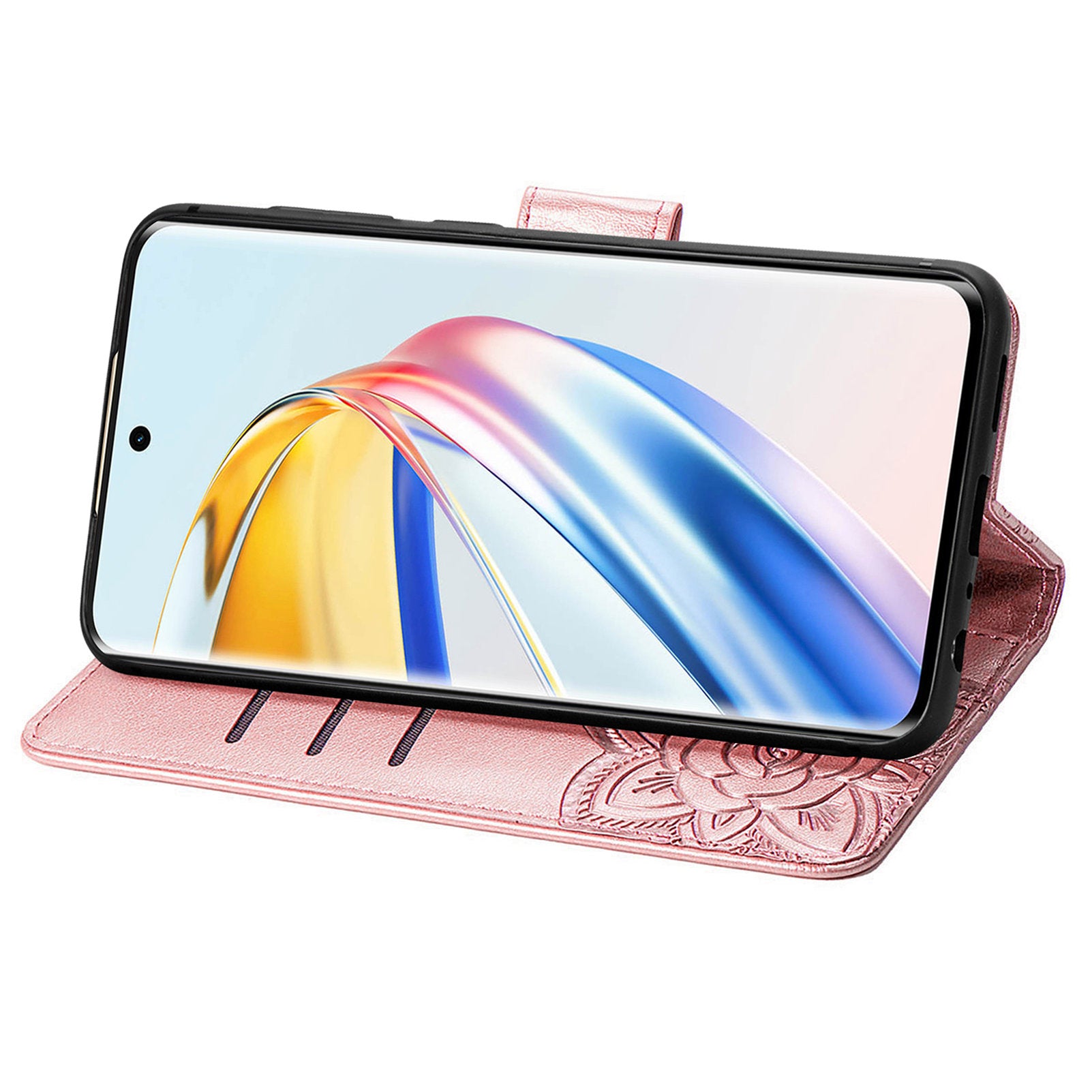 For Honor X9b 5G / Magic6 Lite 5G Phone Cover Stand Imprinted Pattern PU Leather Case