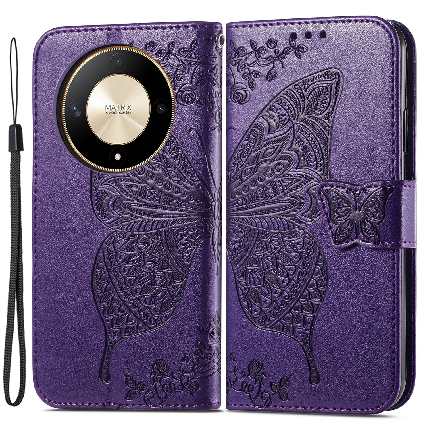 For Honor X9b 5G / Magic6 Lite 5G Phone Cover Stand Imprinted Pattern PU Leather Case
