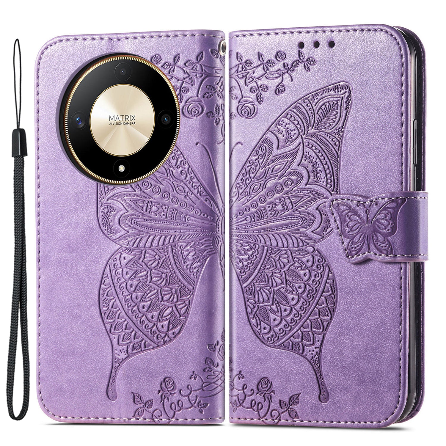 For Honor X9b 5G / Magic6 Lite 5G Phone Cover Stand Imprinted Pattern PU Leather Case