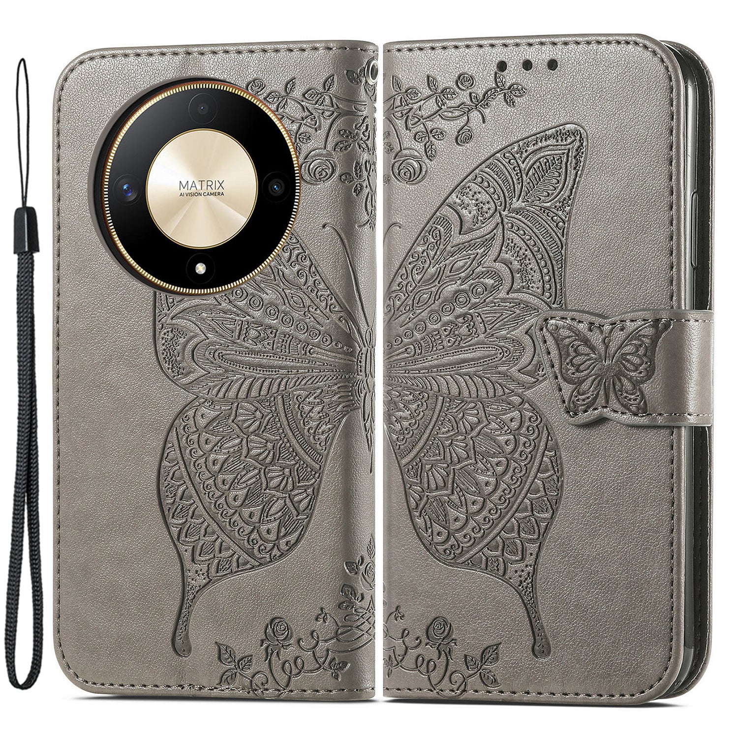 For Honor X9b 5G / Magic6 Lite 5G Phone Cover Stand Imprinted Pattern PU Leather Case
