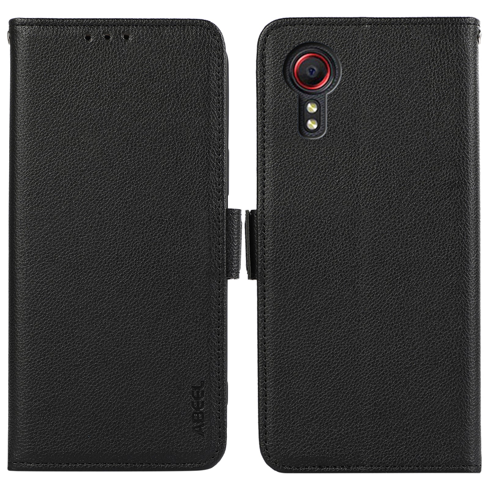 ABEEL For Samsung Galaxy Xcover 5 Leather Case RFID Blocking Litchi Texture Wallet Phone Cover