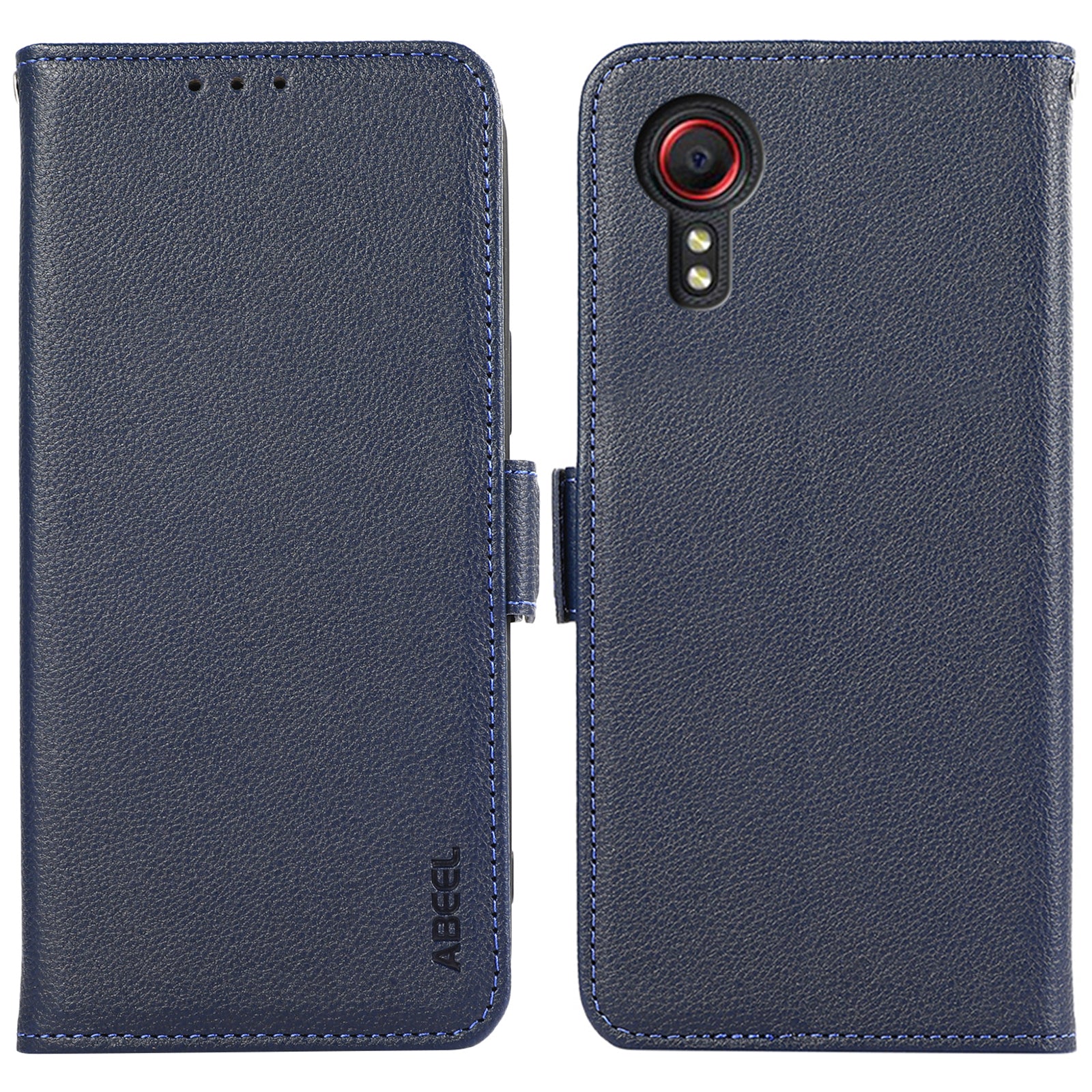ABEEL For Samsung Galaxy Xcover 5 Leather Case RFID Blocking Litchi Texture Wallet Phone Cover
