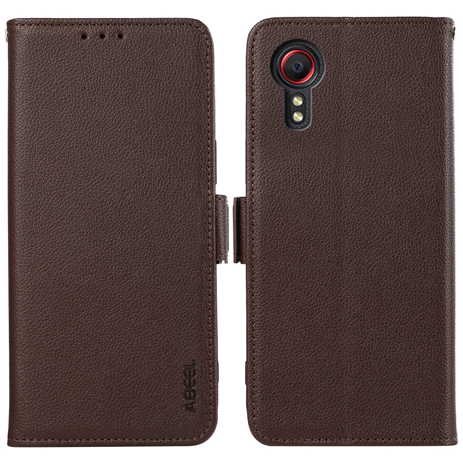 ABEEL For Samsung Galaxy Xcover 5 Leather Case RFID Blocking Litchi Texture Wallet Phone Cover
