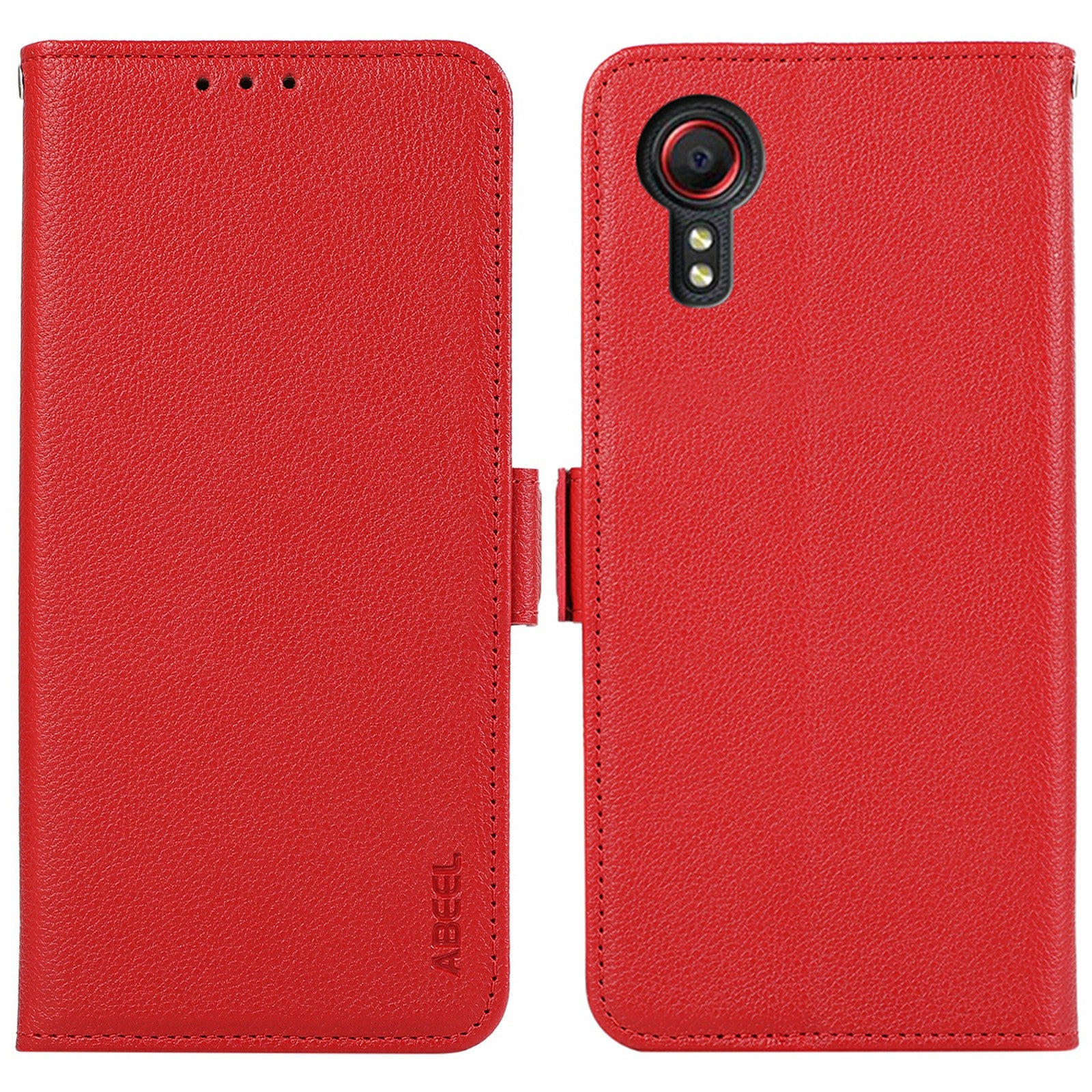 ABEEL For Samsung Galaxy Xcover 5 Leather Case RFID Blocking Litchi Texture Wallet Phone Cover