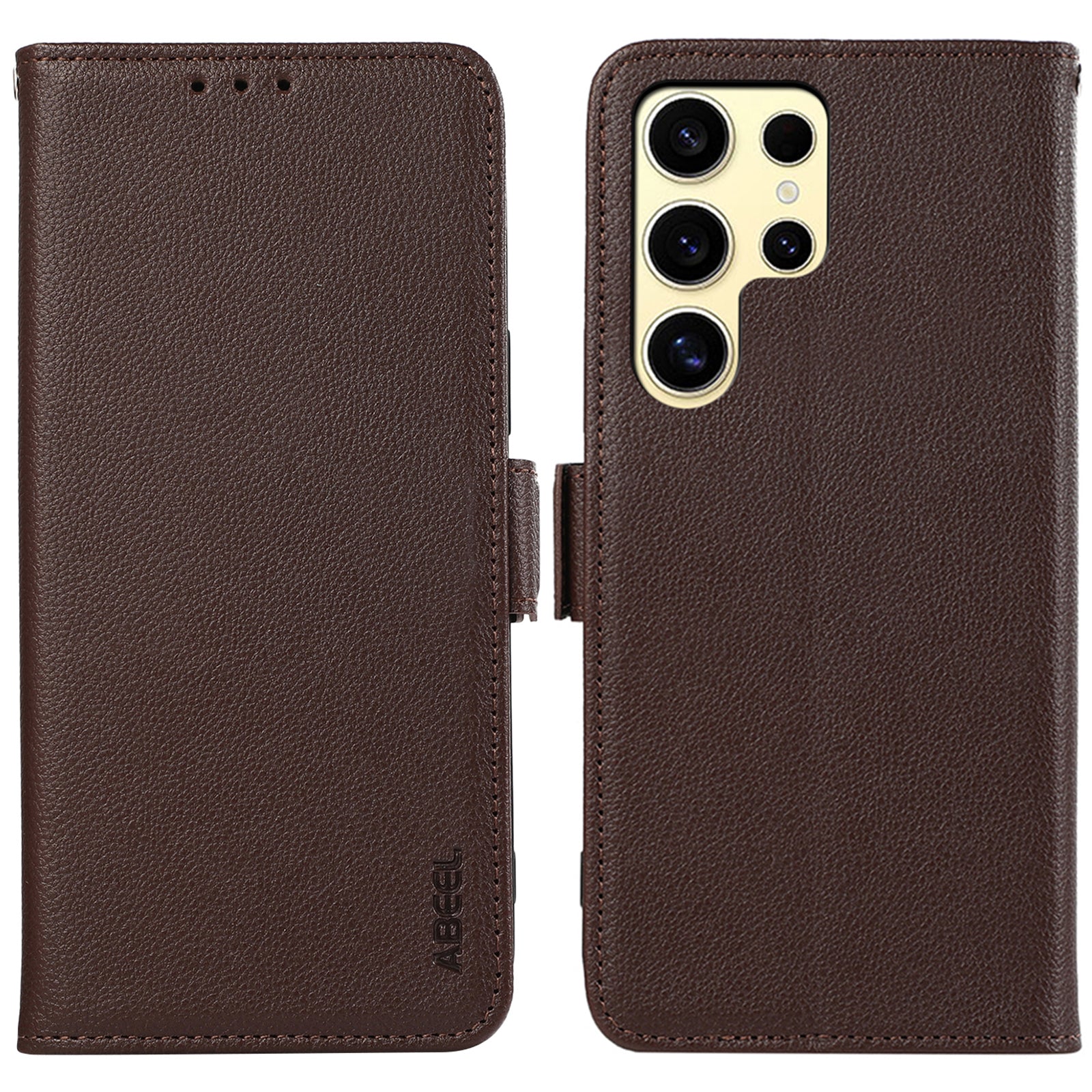 ABEEL For Samsung Galaxy S23 Ultra PU Leather Case Wallet Mobile Phone Shell with RFID Blocking