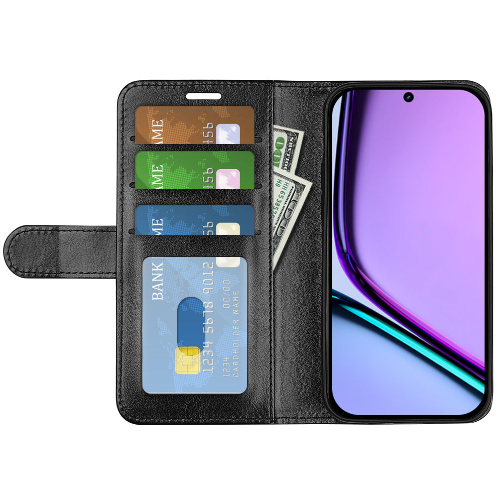 For Realme C67 4G Case TPU+PU Leather Phone Protective Flip Cover Crazy Horse Texture