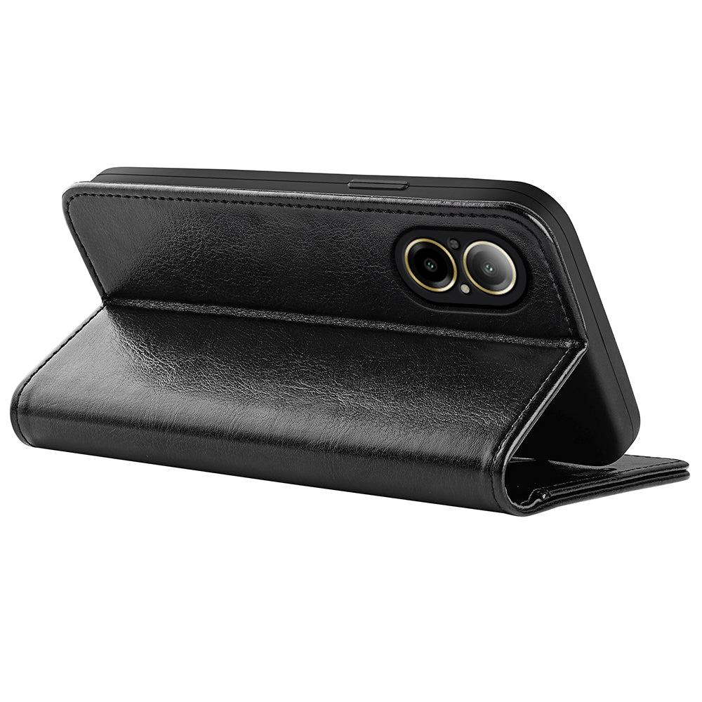For Realme C67 4G Case TPU+PU Leather Phone Protective Flip Cover Crazy Horse Texture
