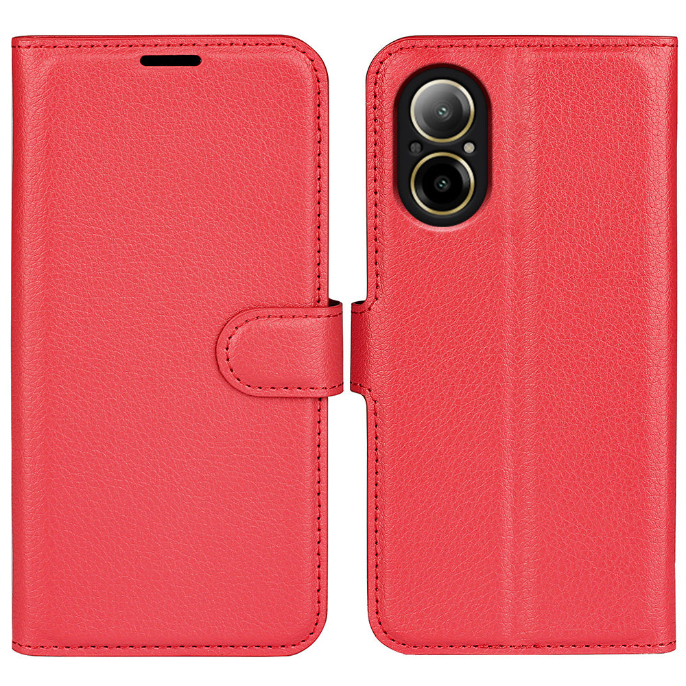 For Realme C67 4G Litchi Texture PU Leather Wallet Case Shockproof Cell Phone Cover