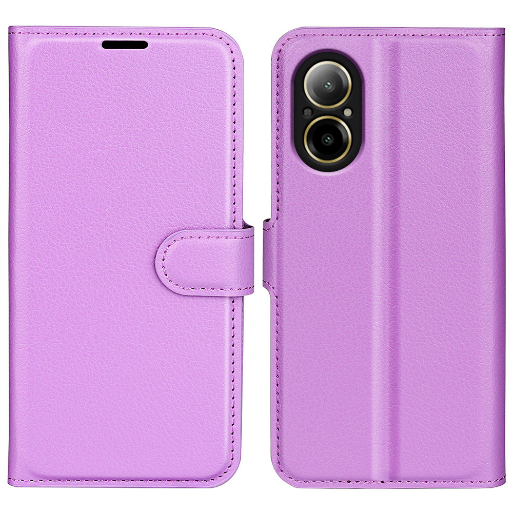 For Realme C67 4G Litchi Texture PU Leather Wallet Case Shockproof Cell Phone Cover