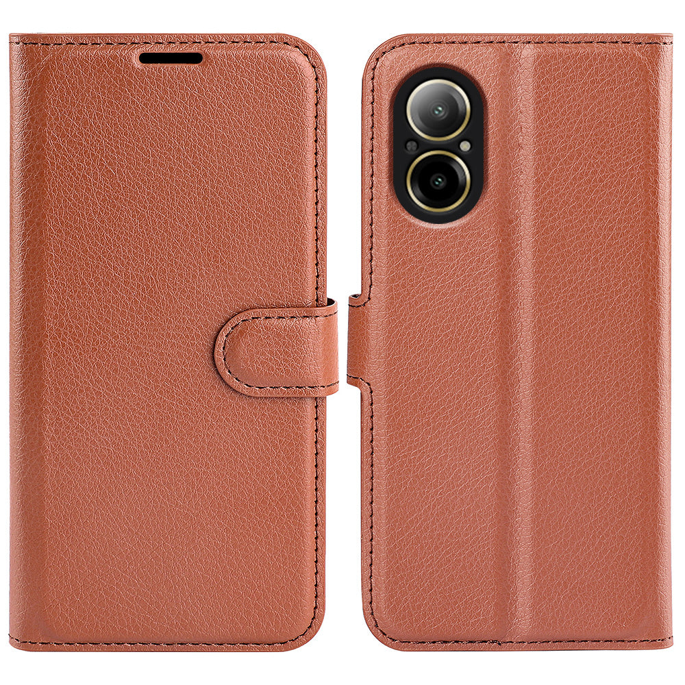 For Realme C67 4G Litchi Texture PU Leather Wallet Case Shockproof Cell Phone Cover
