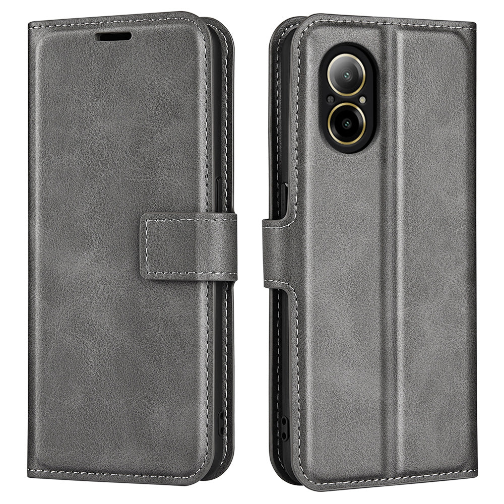 For Realme C67 4G Case Calf Texture Anti-scratch Leather Phone Wallet Stand Cover