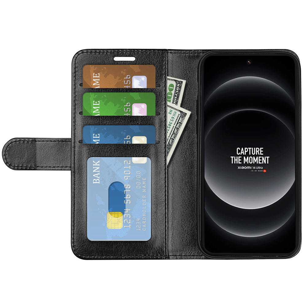 For Xiaomi 14 Ultra Case TPU+PU Leather Phone Protective Flip Cover Crazy Horse Texture