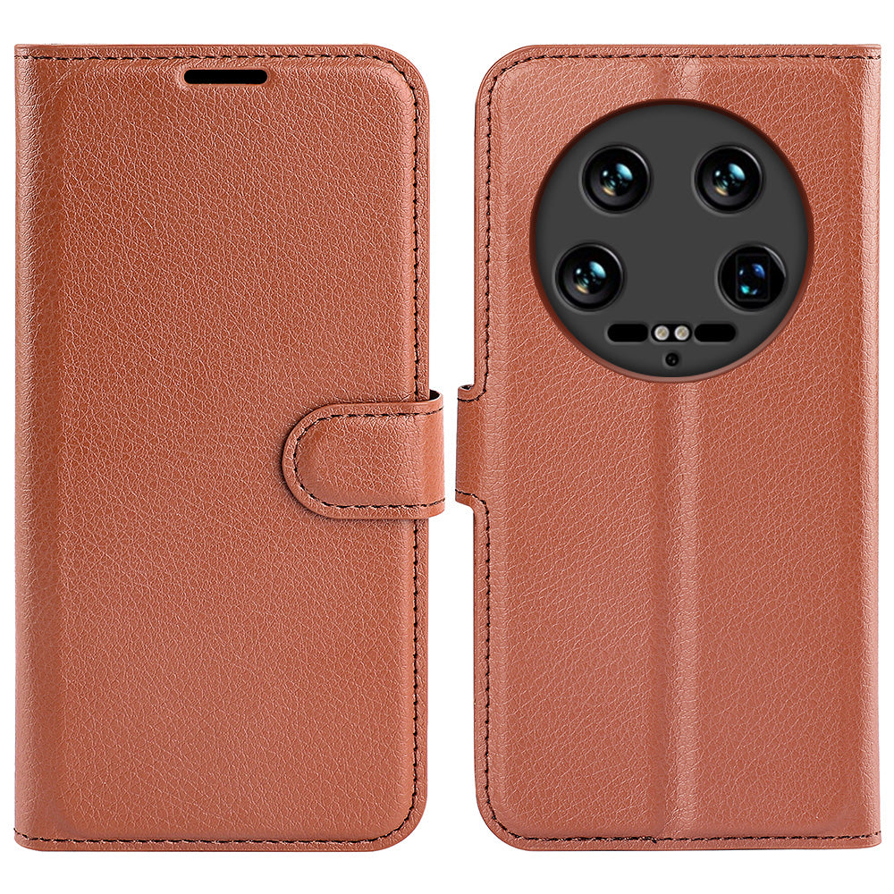 For Xiaomi 14 Ultra Case Litchi Texture Leather Folio Stand Smart Phone Cover