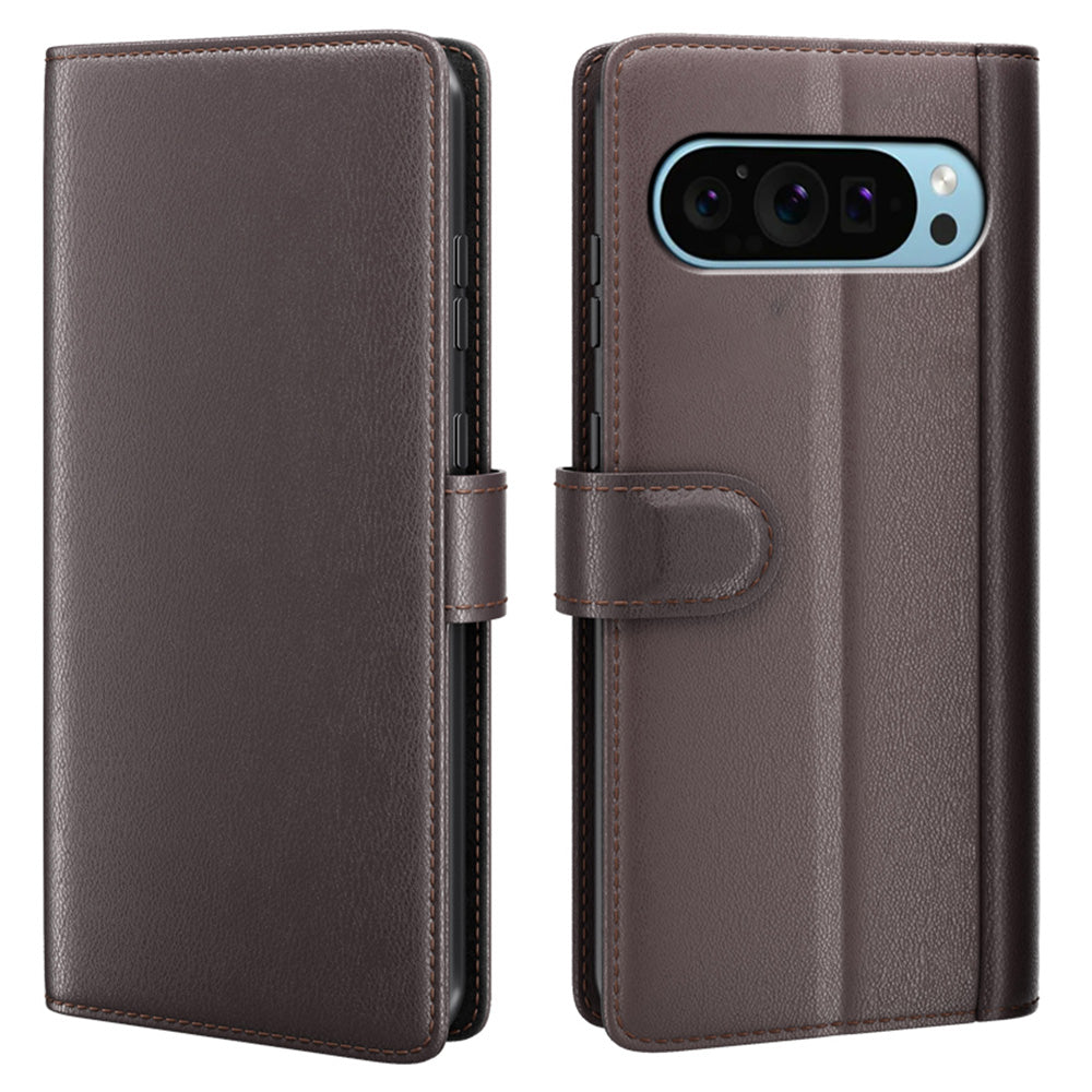 For Google Pixel 9 Phone Case Shockproof Genuine Split Leather Cell Phone Cover