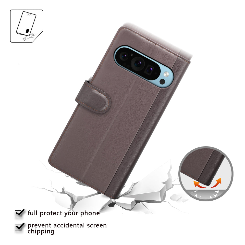 For Google Pixel 9 Phone Case Shockproof Genuine Split Leather Cell Phone Cover
