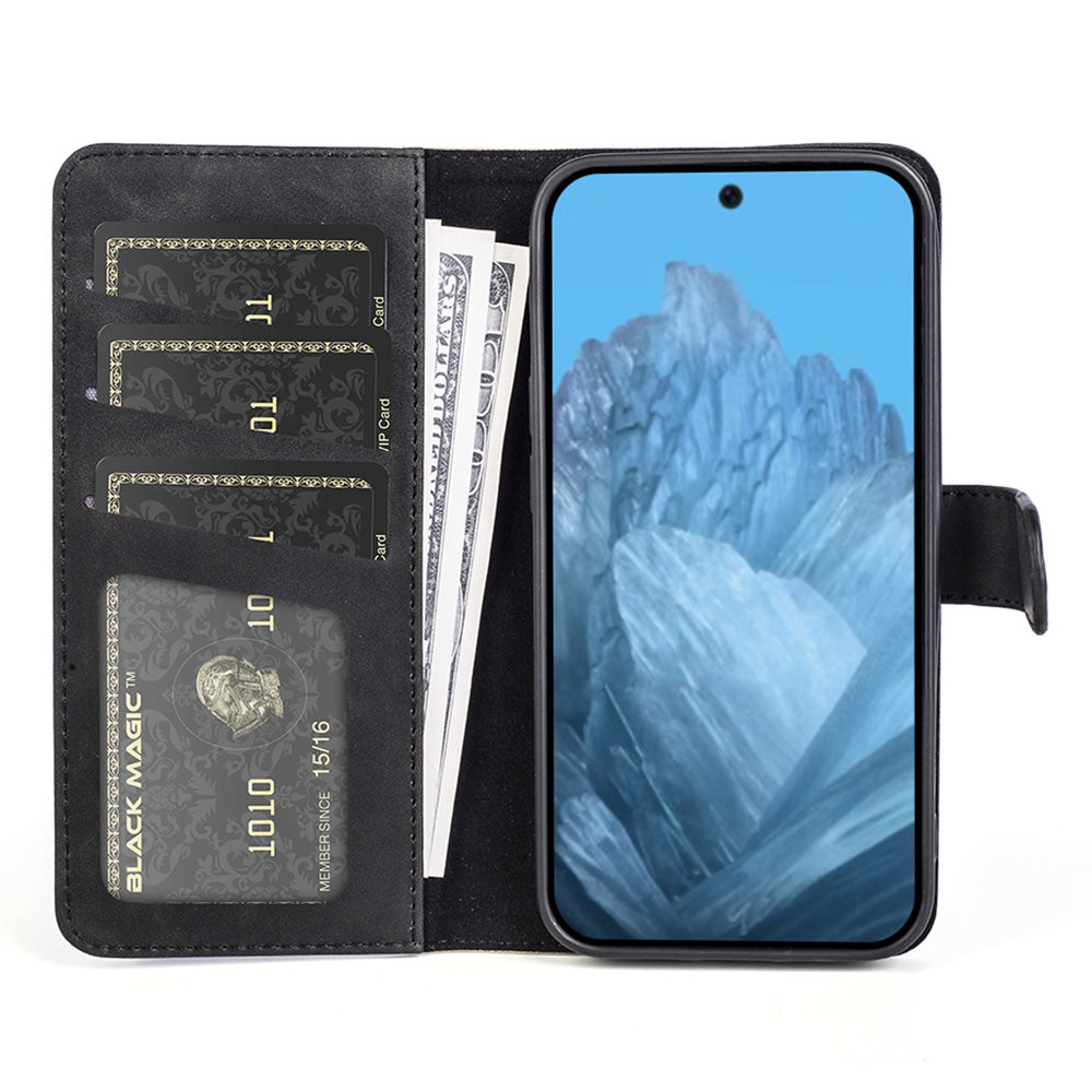 For Google Pixel 9 Case PU Leather Wallet Color Splicing Drop-proof Cell Phone Cover