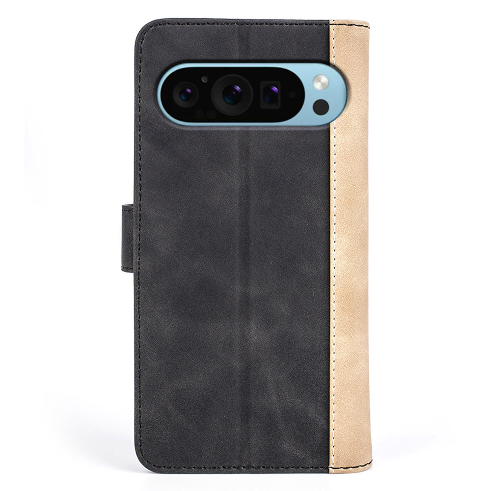 For Google Pixel 9 Case PU Leather Wallet Color Splicing Drop-proof Cell Phone Cover
