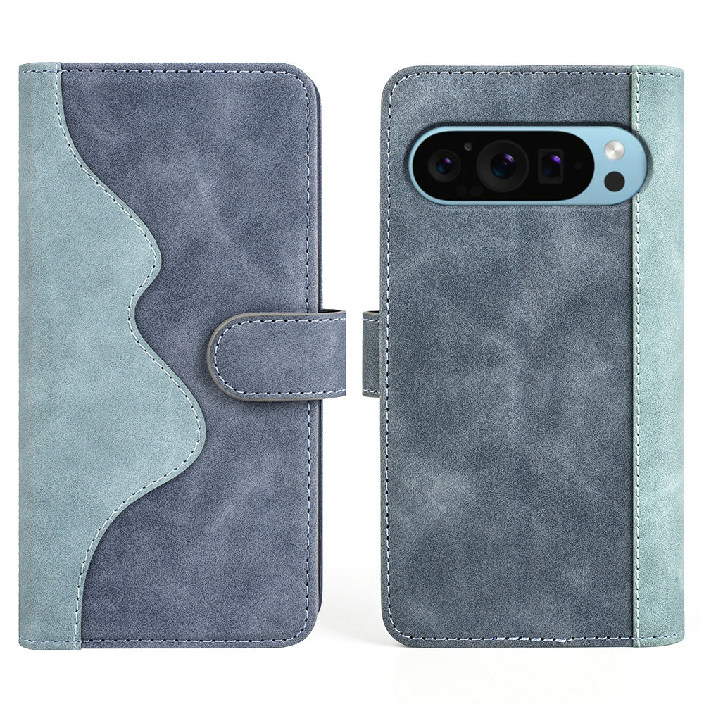 For Google Pixel 9 Case PU Leather Wallet Color Splicing Drop-proof Cell Phone Cover