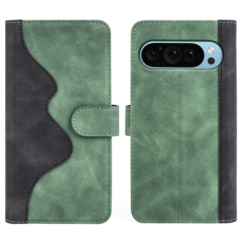 For Google Pixel 9 Case PU Leather Wallet Color Splicing Drop-proof Cell Phone Cover