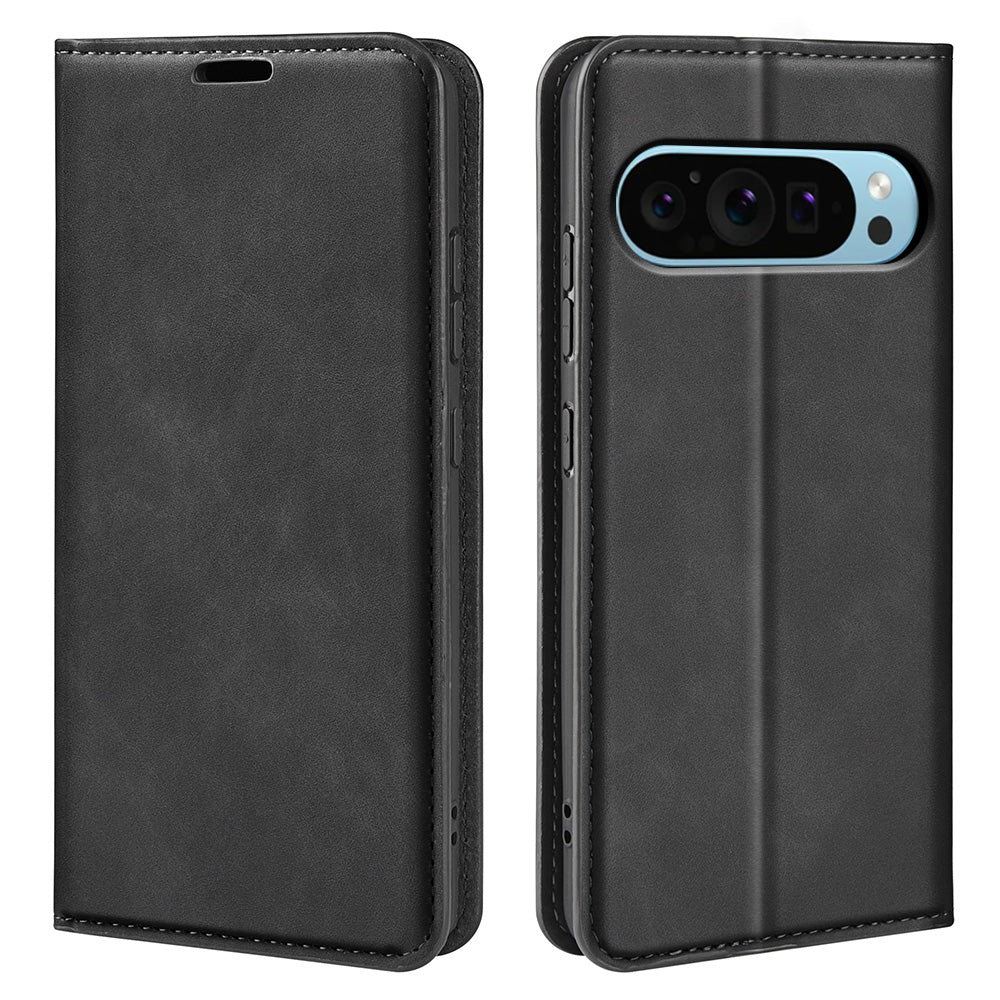 For Google Pixel 9 Leather Case Skin-Touch Magnetic Closing Phone Cover
