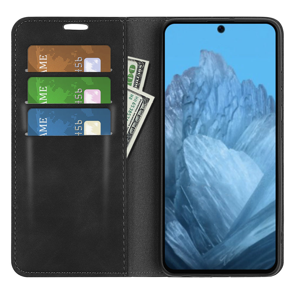 For Google Pixel 9 Leather Case Skin-Touch Magnetic Closing Phone Cover