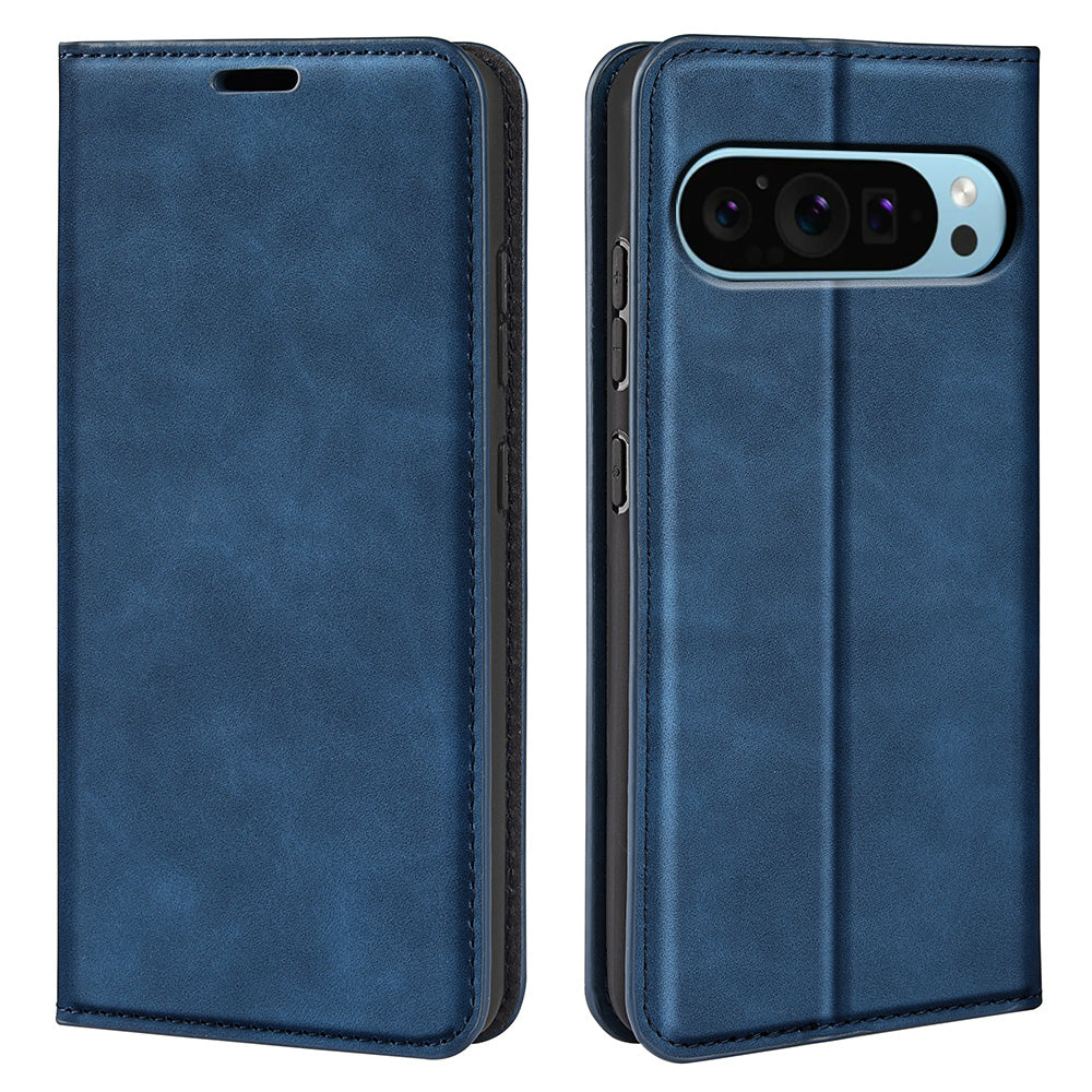 For Google Pixel 9 Leather Case Skin-Touch Magnetic Closing Phone Cover