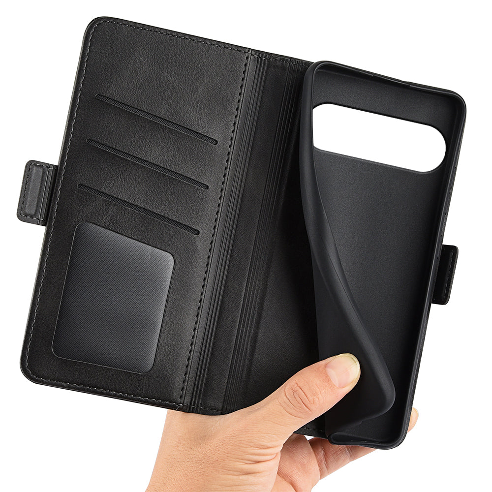 For Google Pixel 9 Case Calf Texture PU Leather Wallet Folio Flip Phone Cover