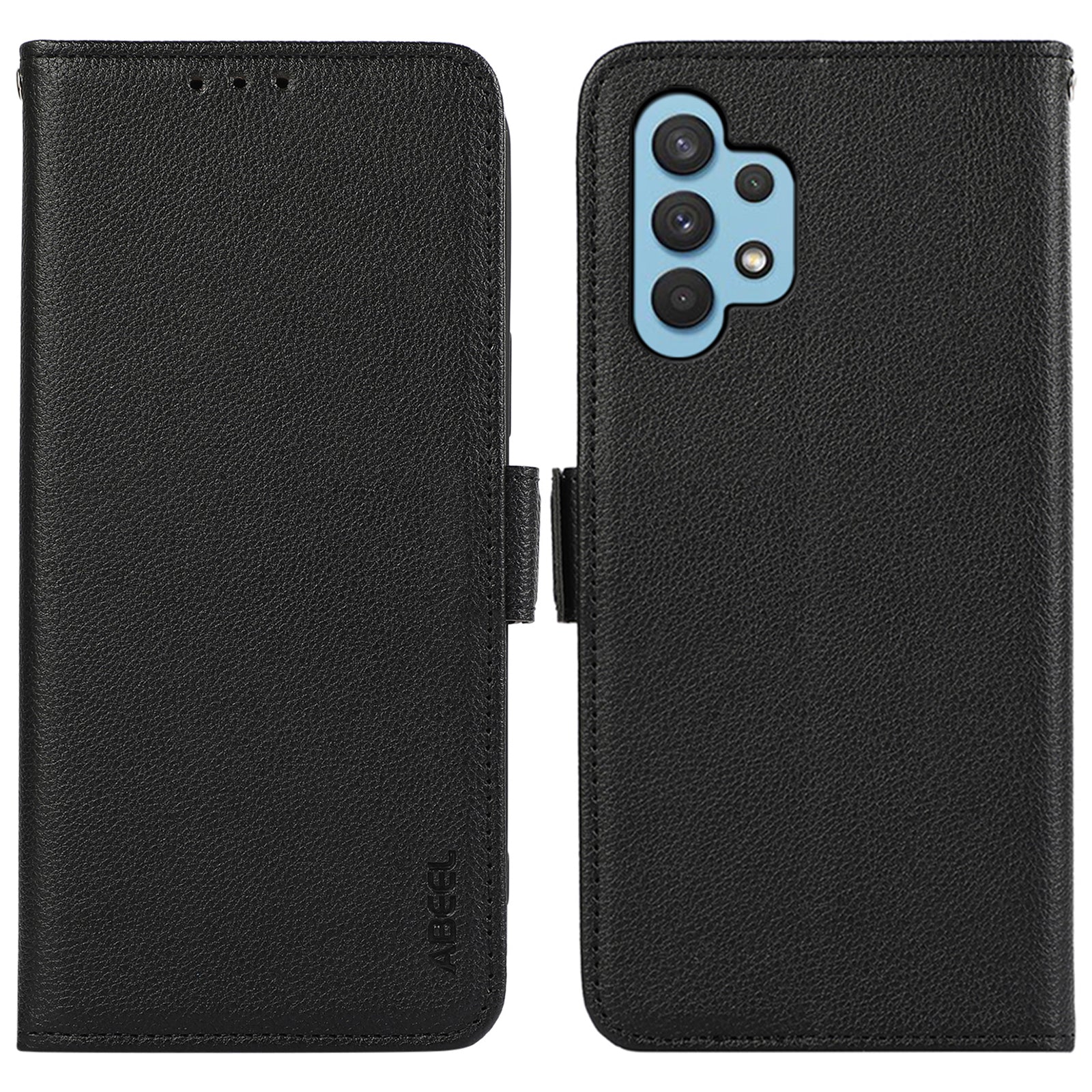 ABEEL Wallet Phone Stand Case for Samsung Galaxy A32 4G (EU Version) PU Leather RFID Blocking Phone Shell