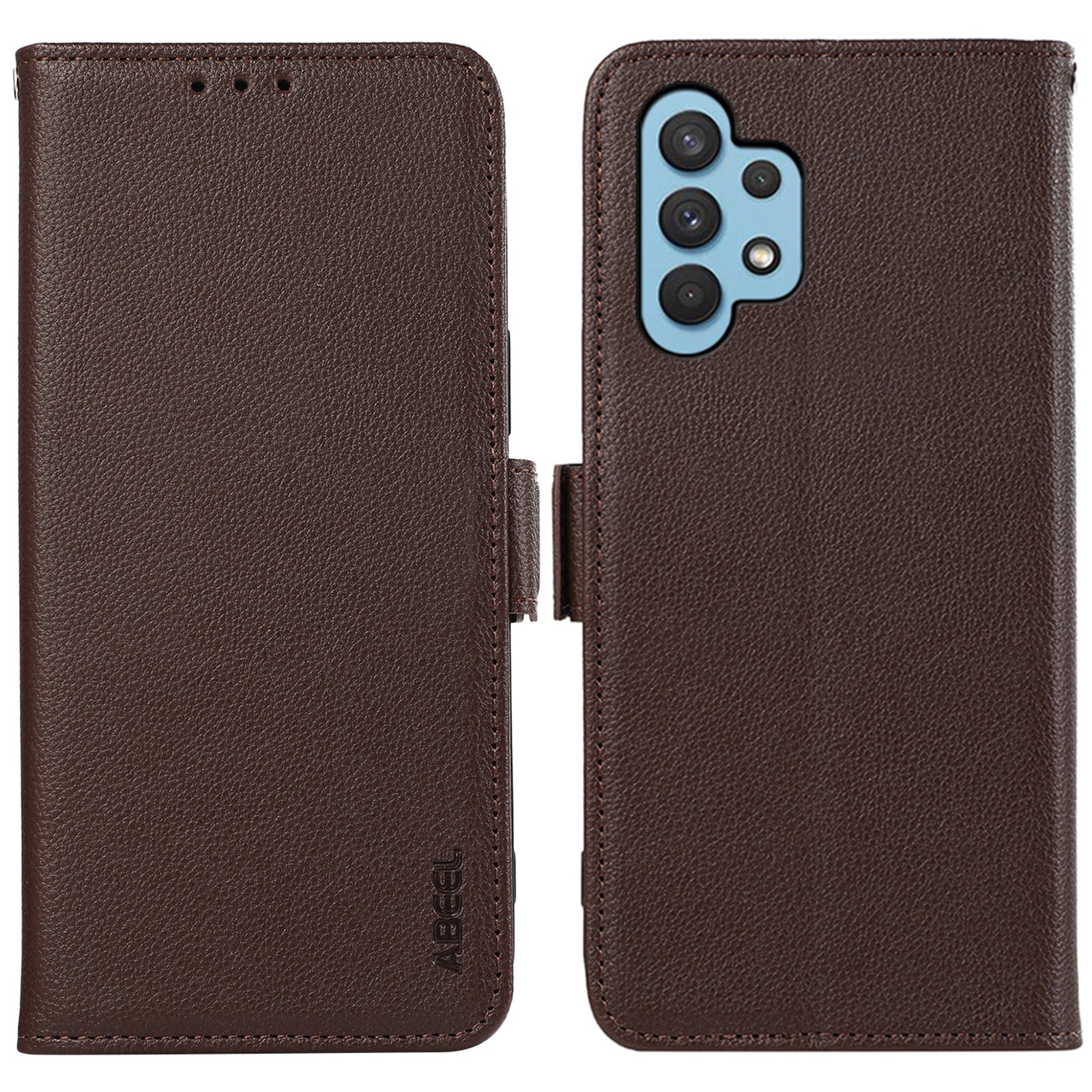 ABEEL Wallet Phone Stand Case for Samsung Galaxy A32 4G (EU Version) PU Leather RFID Blocking Phone Shell