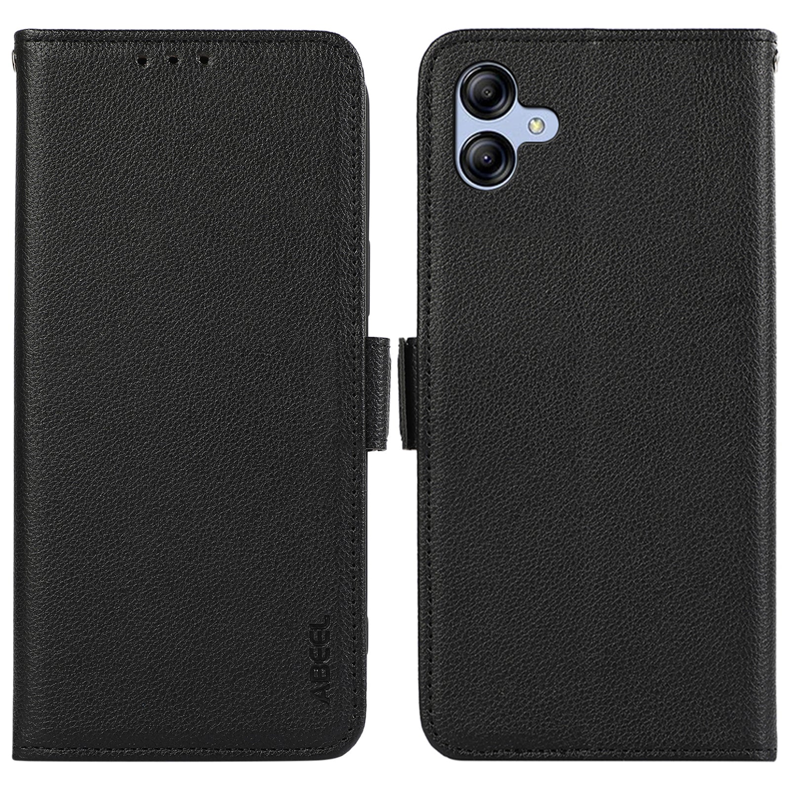 ABEEL For Samsung Galaxy A04 4G (164.4 x 76.3 x 9.1 mm) RFID Blocking Wallet Shell Phone Cover PU Leather Case