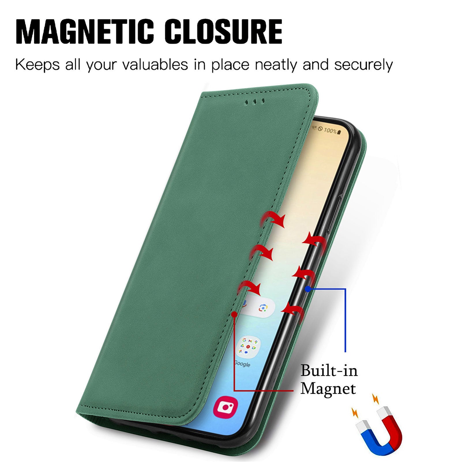 For Samsung Galaxy S24+ Cell Phone Cases Skin-touch Leather Magnetic Adsorption Cover