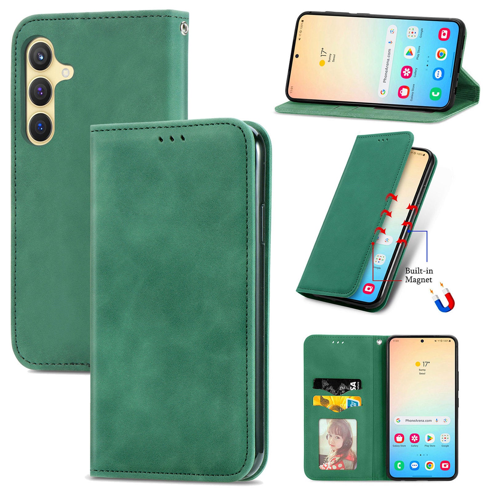 For Samsung Galaxy S24+ Cell Phone Cases Skin-touch Leather Magnetic Adsorption Cover