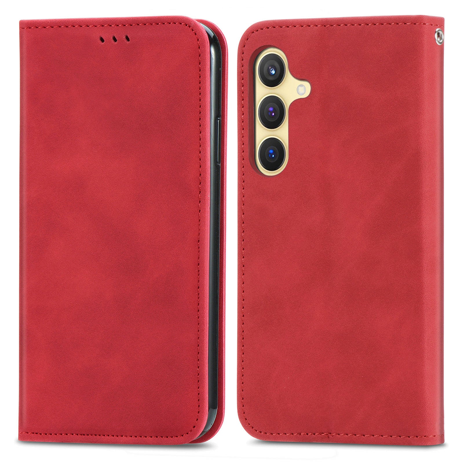 For Samsung Galaxy S24+ Cell Phone Cases Skin-touch Leather Magnetic Adsorption Cover