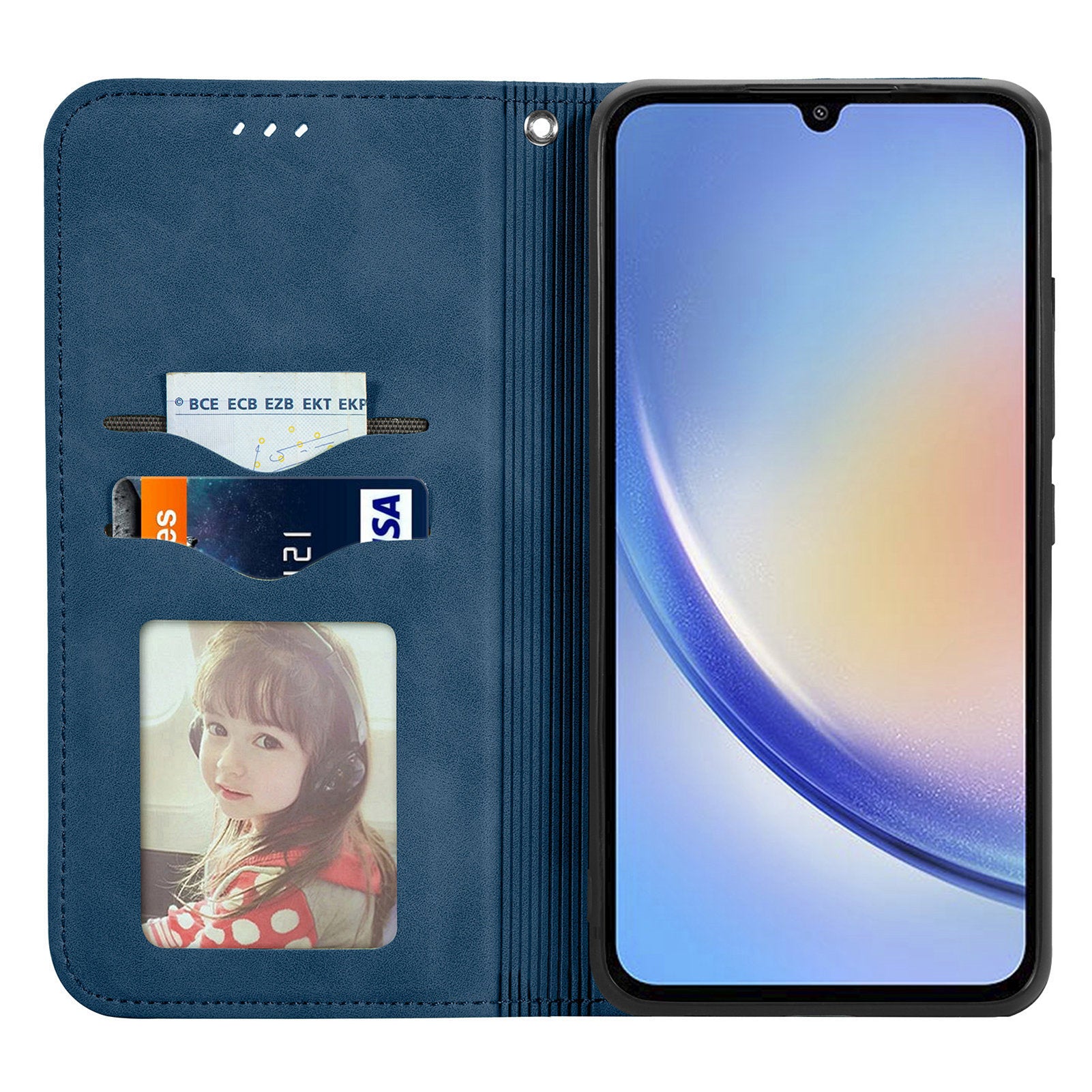 For Samsung Galaxy A34 5G Case Skin-touch Leather Phone Cover with Card Slots Stand