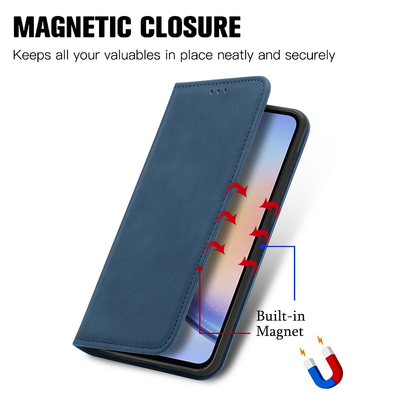 For Samsung Galaxy A34 5G Case Skin-touch Leather Phone Cover with Card Slots Stand