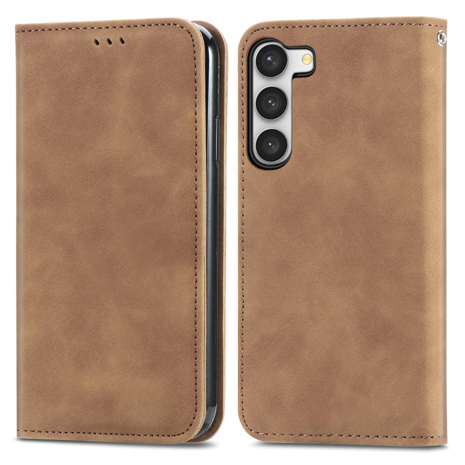 For Samsung Galaxy S23 Skin-Touch Magnetic Phone Stand Cover Anti-Scratch Cell Phone Case
