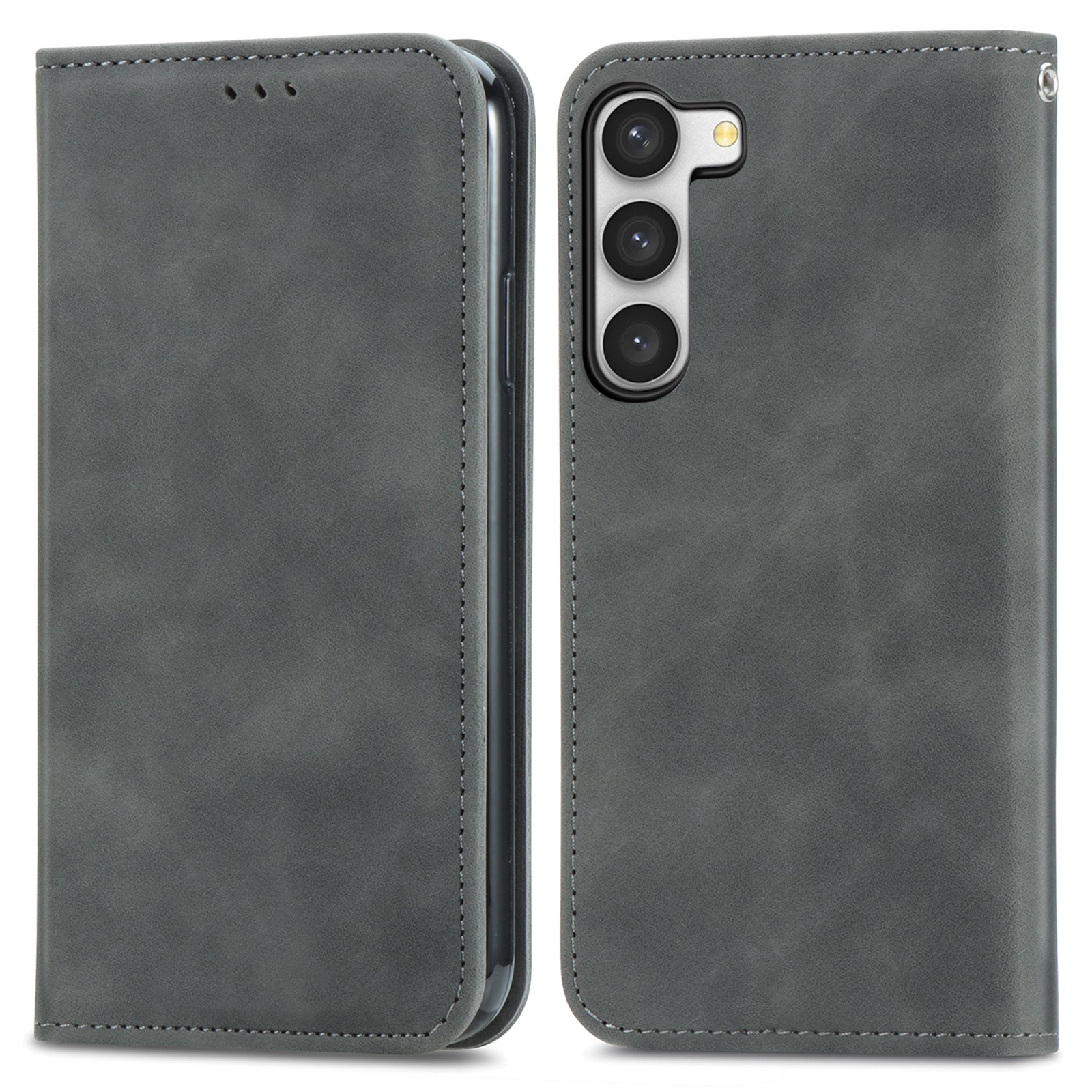 For Samsung Galaxy S23 Skin-Touch Magnetic Phone Stand Cover Anti-Scratch Cell Phone Case