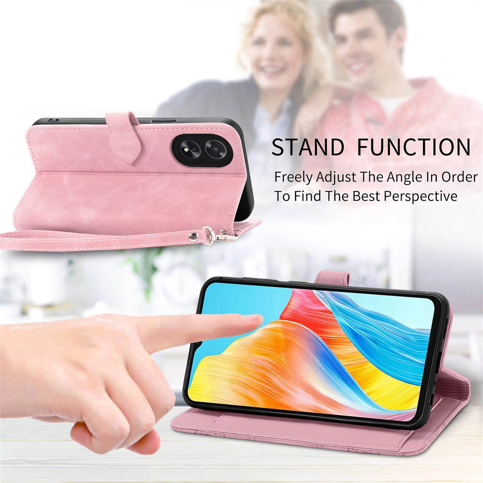 For Oppo A38 4G / A18 4G Case Flower Imprinted Leather Zipper Wallet Phone Cover