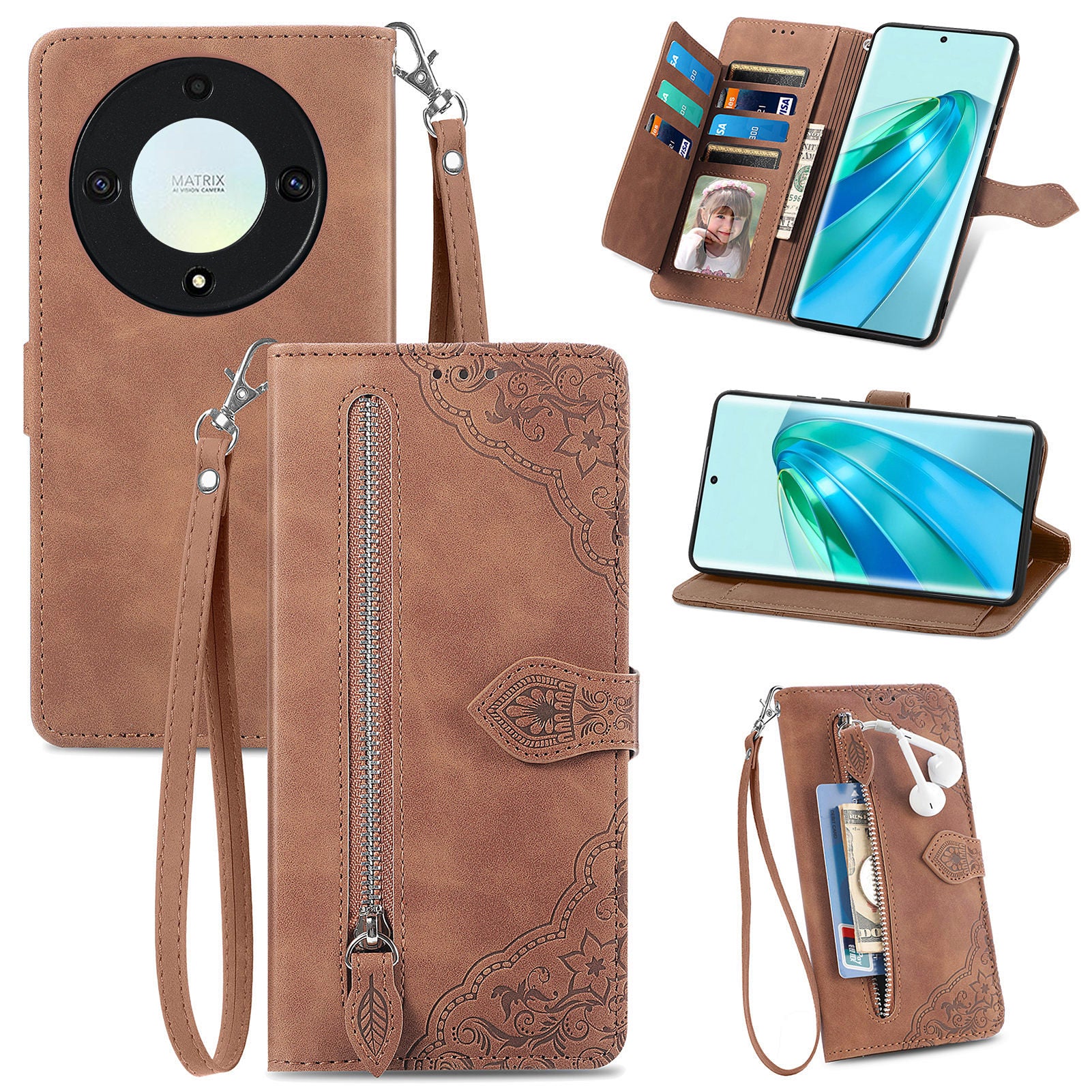 For Honor X40 5G / Magic5 Lite 5G / X9a 5G Case Magnetic Flower Imprinted Phone Wallet Cover