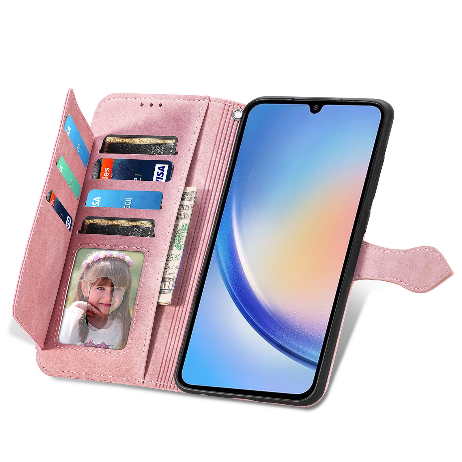 For Samsung Galaxy A55 5G Case Flower Imprinted Leather Wallet Phone Cover