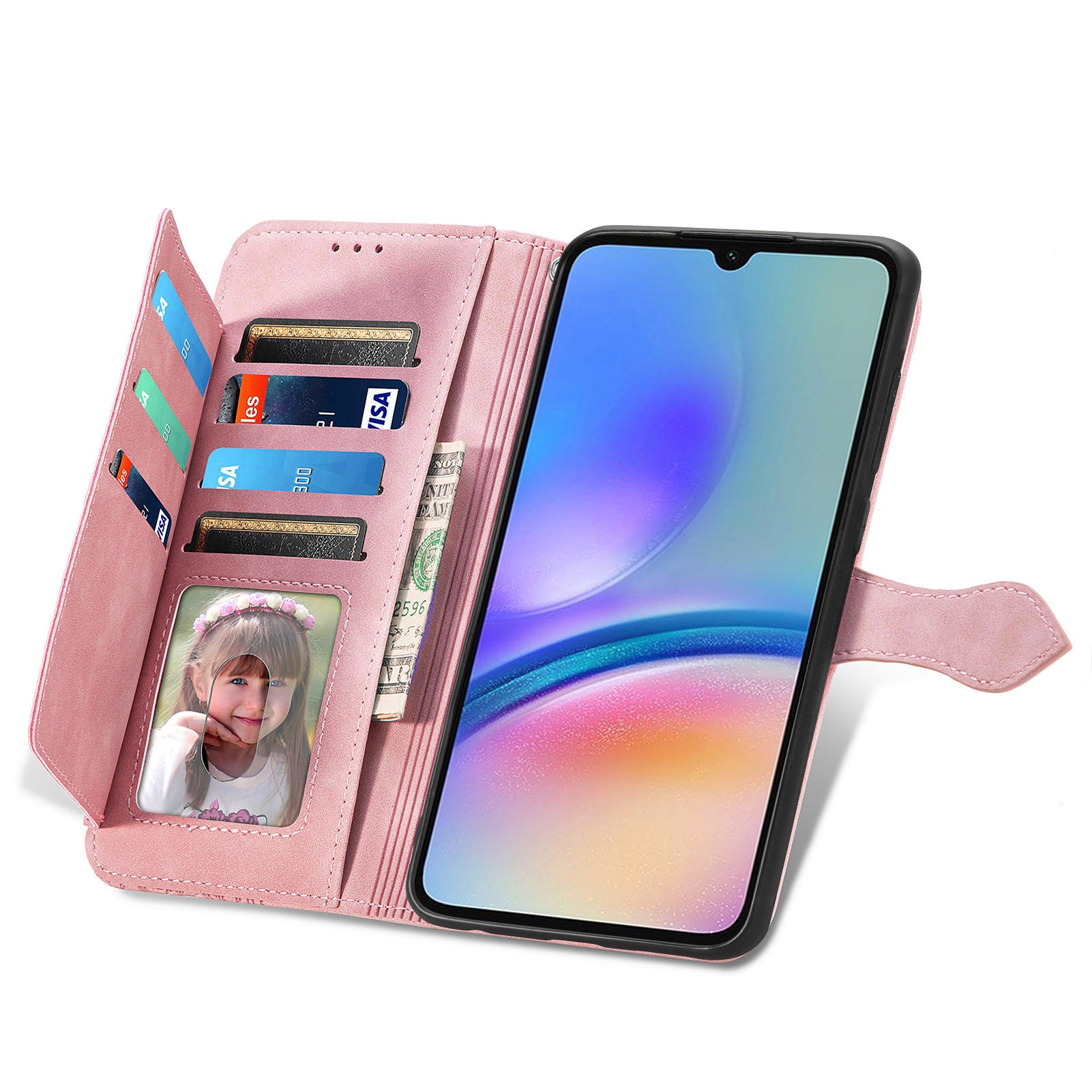 For Samsung Galaxy A05s 4G Phone Case Flower Imprinted Anti-Drop Leather Flip Cover