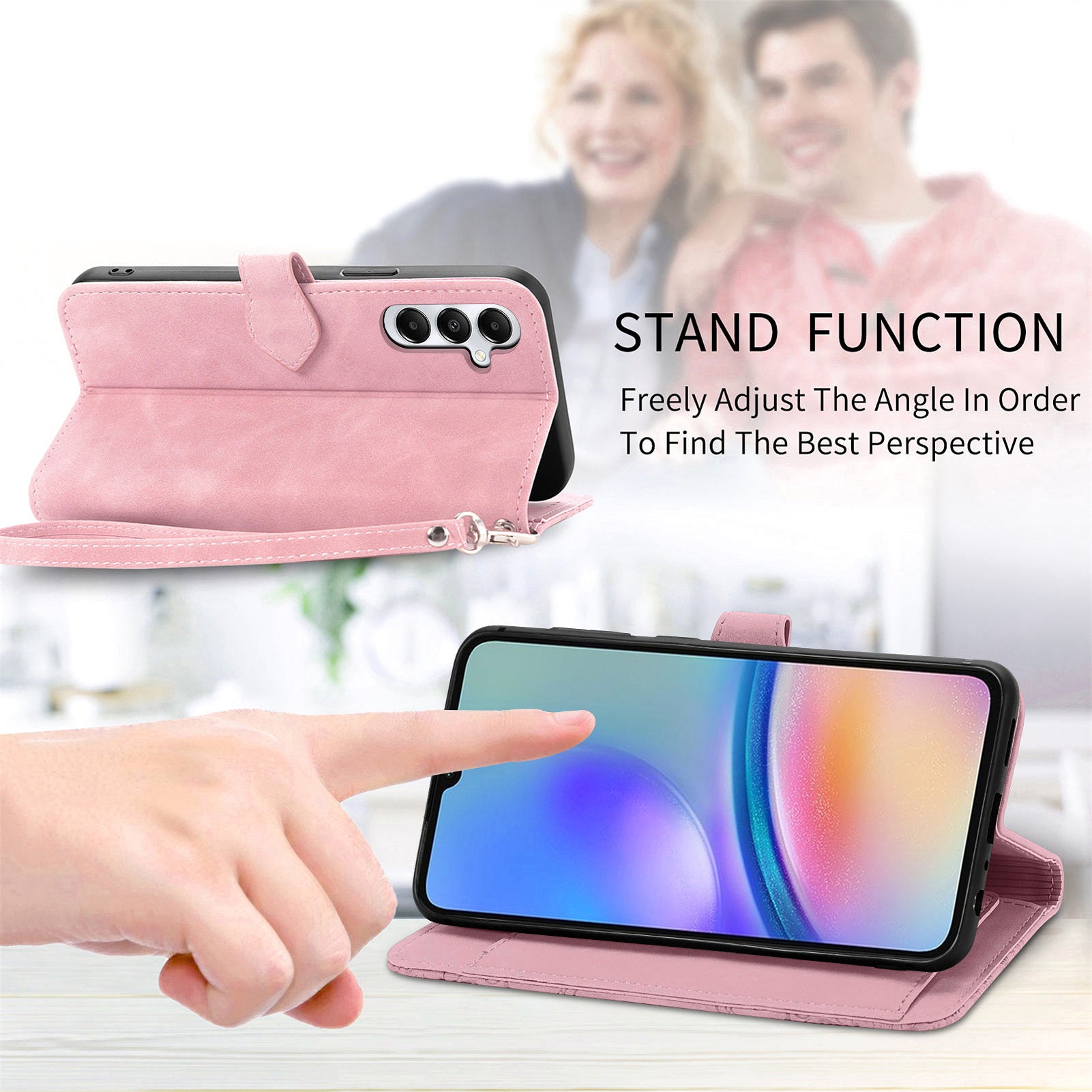 For Samsung Galaxy A05s 4G Phone Case Flower Imprinted Anti-Drop Leather Flip Cover
