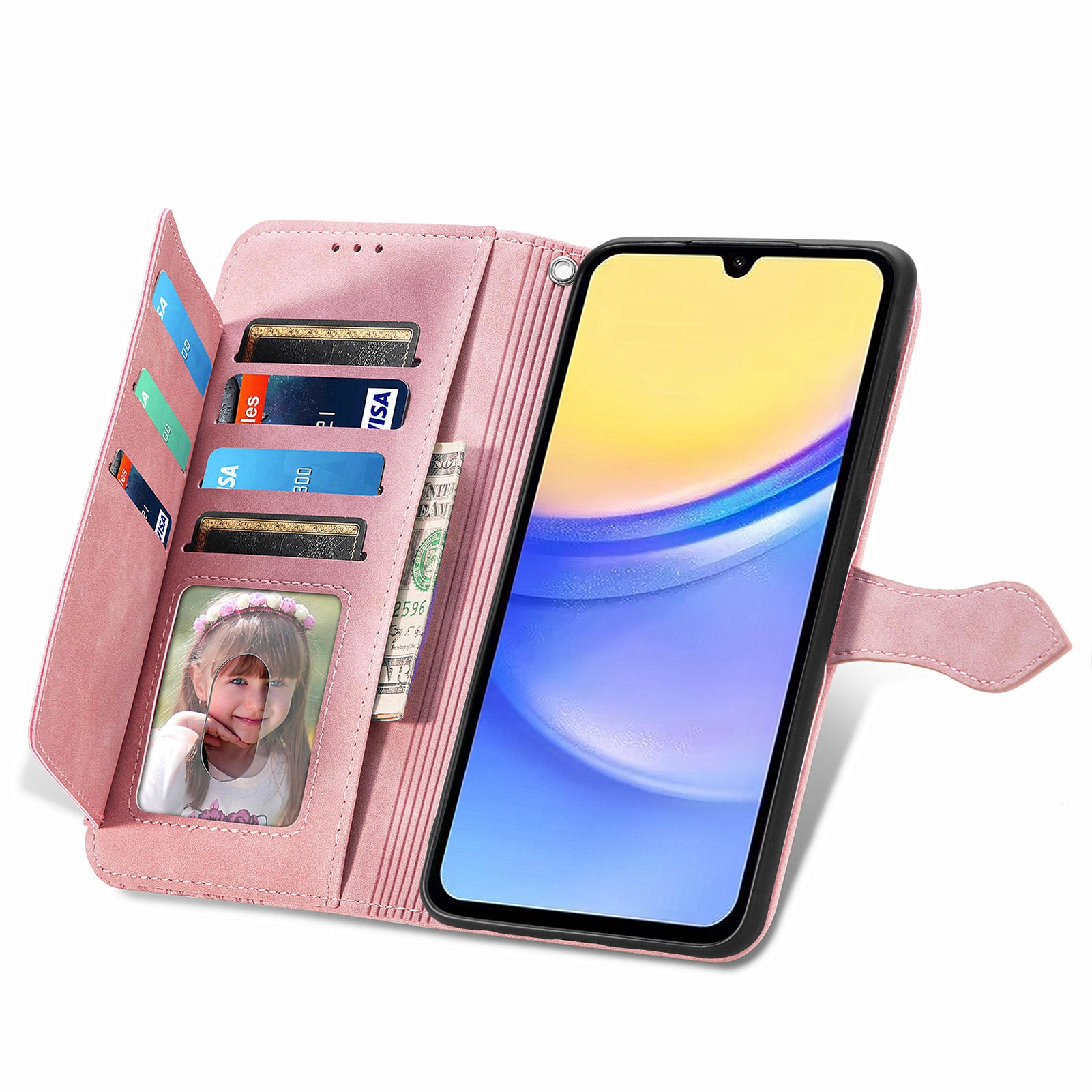 For Samsung Galaxy A15 4G / 5G Case Flower PU Leather Zipper Flip Folio Wallet Phone Cover
