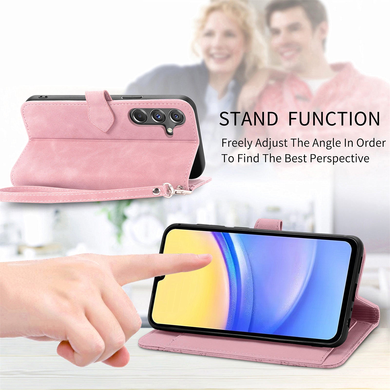 For Samsung Galaxy A15 4G / 5G Case Flower PU Leather Zipper Flip Folio Wallet Phone Cover