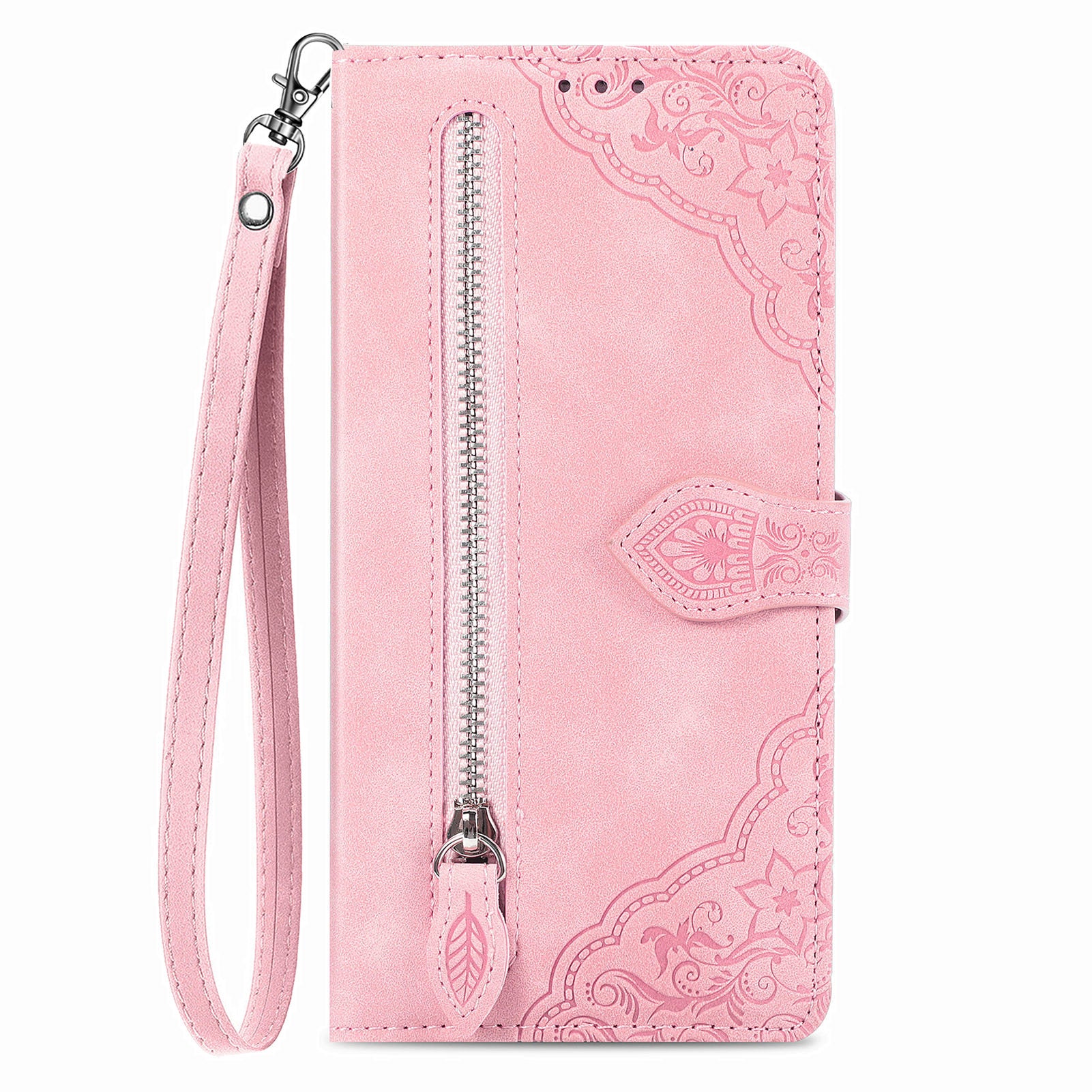 For Samsung Galaxy A15 4G / 5G Case Flower PU Leather Zipper Flip Folio Wallet Phone Cover