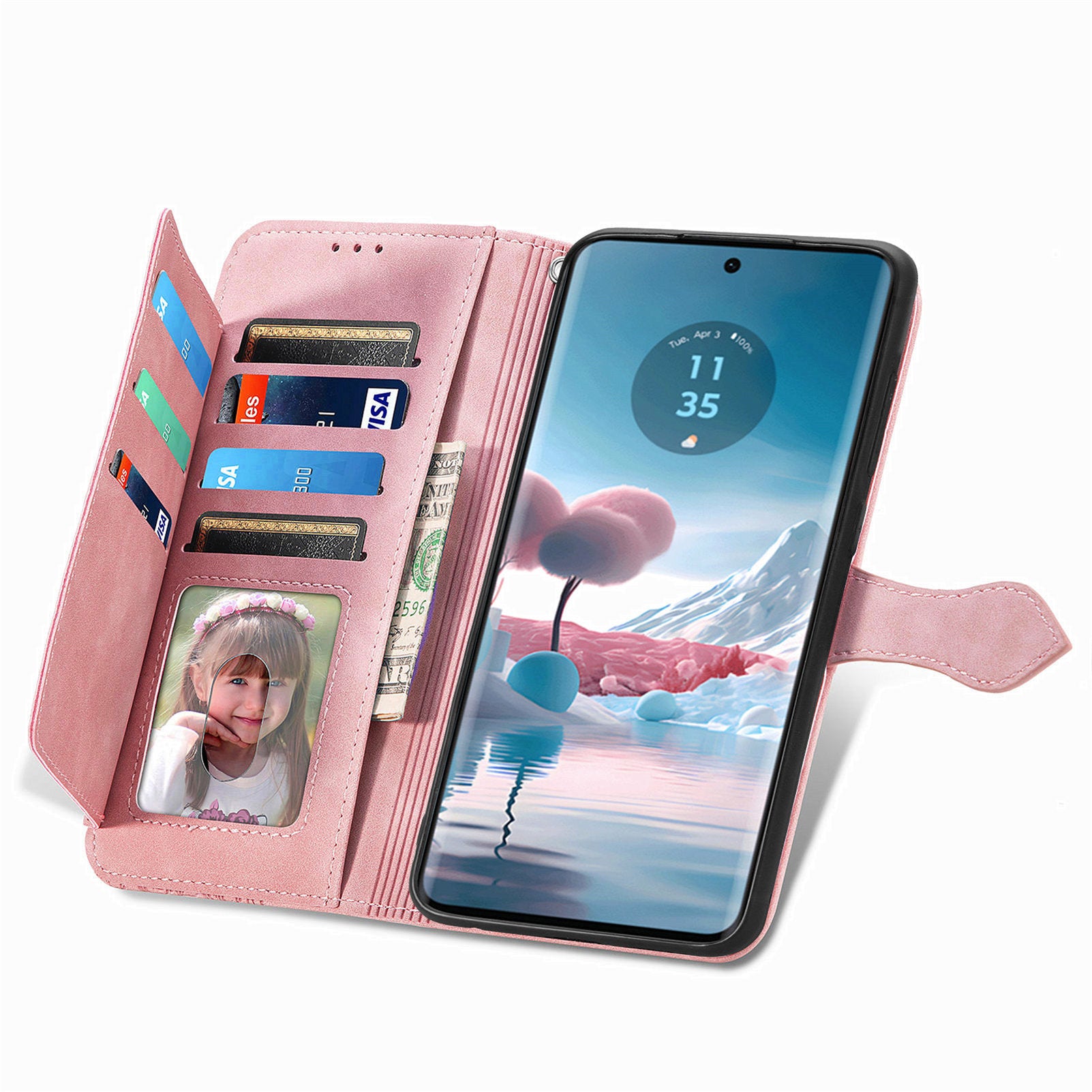 For Motorola Edge 40 Neo 5G Case Zipper Wallet Leather Phone Cover Flower Imprinted