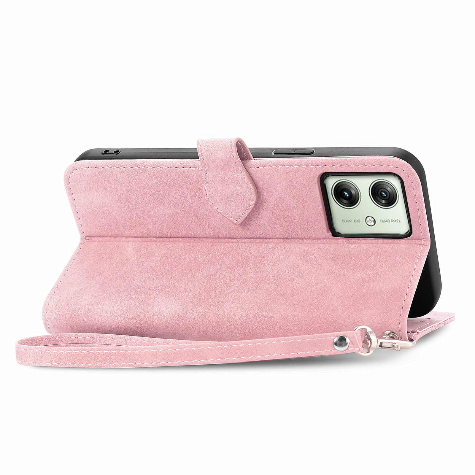 For Motorola Moto G54 5G Case Leather Handbag Zipper Pocket Flower Imprinted Phone Cover