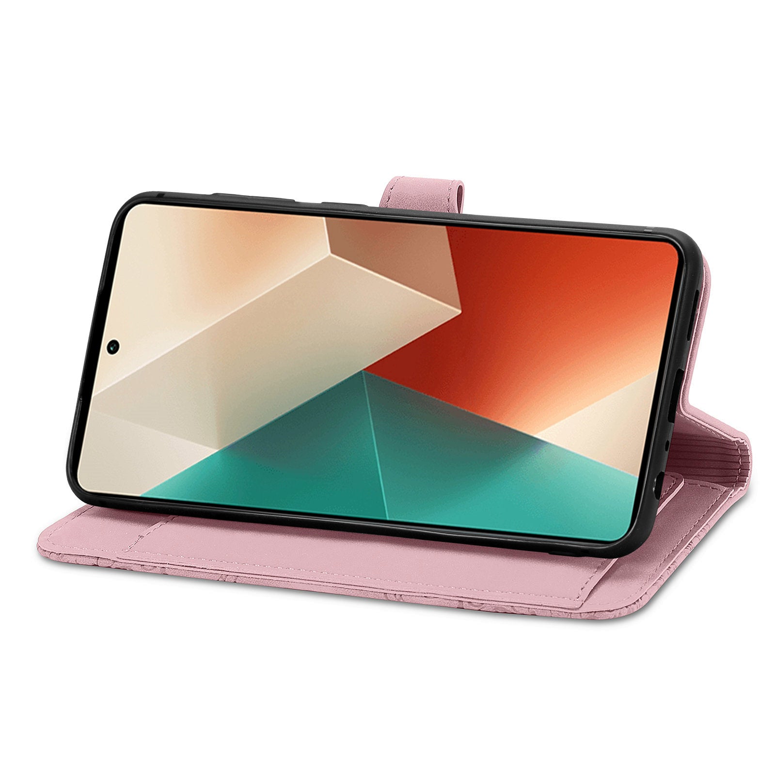 For Xiaomi Redmi Note 13 5G Case Handbag Zipper Pocket Flower Imprinted Leather Phone Cover